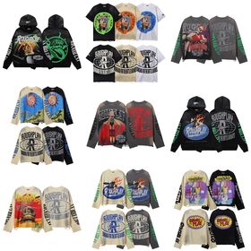 Men's Fashion Streetwear Hoodie Long Sleeve Tee Shirt Roughplay Graphic Print Distressed Oversized Tops