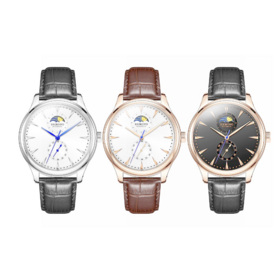 Jam Tangan Klasik Master Series Fase Bulan Pria Bisnis Santai Mekanik Otomatis Desain Dial Sederhana Fashionable Stylish