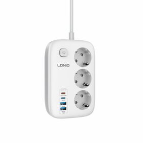 LDNIO SE2 EU Power Socket Extension New Power Strip With PD USB Charging Ports 3 Way Outlet Extension Plug Socket Best-sale