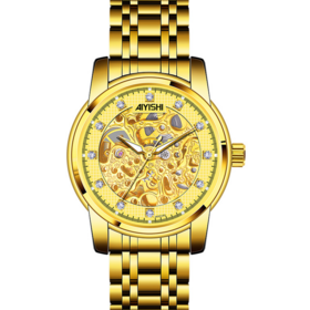 Reloj Automático de Lujo para Hombre - Reloj de Acero Inoxidable Esqueleto Retro Impermeable con Esfera Calada