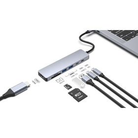 USB C hub with HDMI 4K /60Hz USB-C 5G USB-A 5G RJ45 1000M bps Card reader