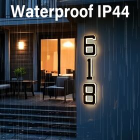 Solar Powered Illuminated House Numbers, 9 Inch IP44 Waterproof Backlit Address Plaque with Easy Installation for Exterior Use