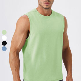 Wholesale Custom High Quality Men's Sports Tank Tops Breathable Plain Polyester Gym Wear for Fitness Running Workout