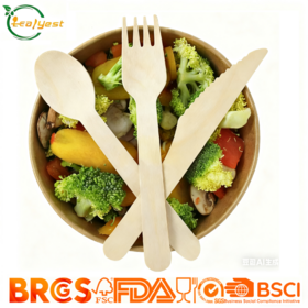 Cuchillo, Tenedor y Cuchara Desechables Biodegradables FSC
