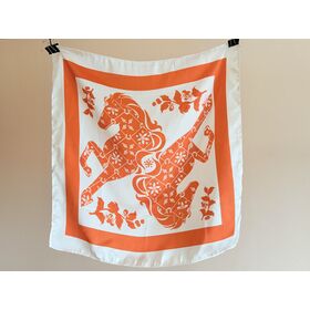 Luxurious Customized Stylish orange horse Digital Printed scarf double sided printed