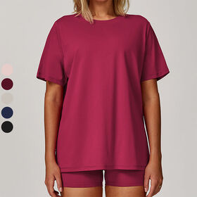 High Quality Women's Short Sleeve Yoga Workout T-shirt Breathable Quick-Dry Casual Outdoor Sports T Shirt for Running Yoga