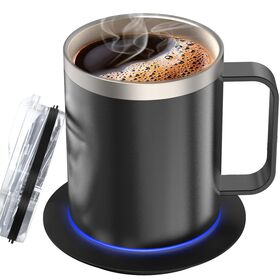 Heating Mug With Double-Layer 18/8 Stainless Steel Smart Heated Coffee Mug Warmer Set Beverage Cup Warmer for Desk Home Office