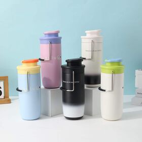 Stainless Steel Double Wall Vacuum Flask Portable Outdoor Tumbler Coffee Mug Thermos Cups with Handle