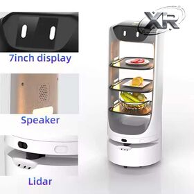 Robot de Livraison de Nourriture pour Restaurant, Robot de Service, Bon Prix, Utilisation en Café, Serveur Sans Contact, Écran Tactile 7 Pouces