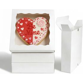 White Cookie Gift Boxes, Bakery Boxes with Display Window, Treat Boxes for Macaron, Donuts, Any Holidays & Party Favors