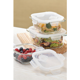 Transparent Glass Food Storage Container with Airtight Lid - BPA-Free, Microwave & Dishwasher Safe