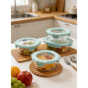 High Borosilicate Glass Meal Prep Container - Airtight, Leakproof, Microwave Safe for Food Storage