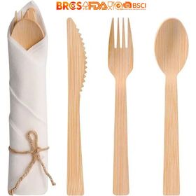 Set de Cubiertos Desechables de Bambú de 170mm 100% Biodegradable Grado Alimenticio