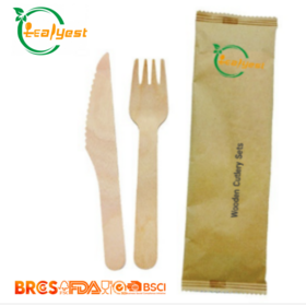 Venta al por mayor de cubiertos de madera desechables | Juego ecológico de cuchillo y tenedor de madera desechables de 2 piezas