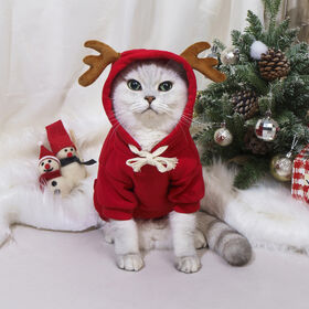 Hot Selling Christmas Pet Clothes Dog Cat Universal Deer Antler Hoodie Creative Clothing Cat Elk Cosplay