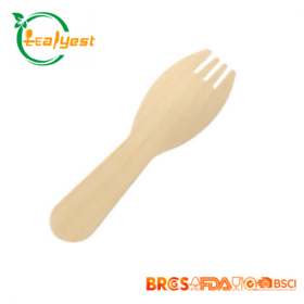 Leafyes 92 mm Écologique Meilleure Vente Spork en Bois Jetable Biodégradable en Bouleau Couverts Naturels Couteau Cuillère Fourchette Sporks