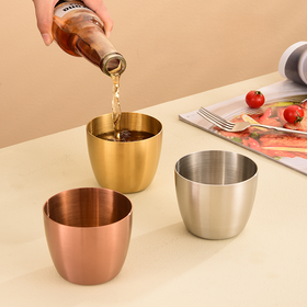 Edelstahl-Kaffeetasse, goldene Espresso-Bierkrüge, silberne Wasserbecher, Anti-Kalk, sturzsicher für Restaurant, Tee, Getränke