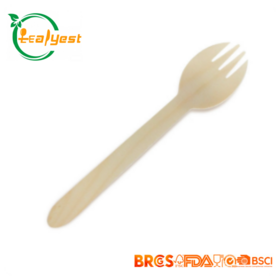 Leafyes 140 mm Ramah Lingkungan Terlaris Sendok Garpu Kayu Buatan Sendiri Biodegradable Peralatan Makan Kayu Birch Alami Pisau Sendok Garpu Spork