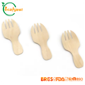 Leafyes 60 mm Ramah Lingkungan Terlaris Sekali Pakai Sendok Garpu Kayu Birch Biodegradable Alat Makan Alami Pisau Sendok Garpu Spork