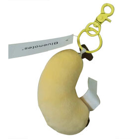 Günstiger, hochwertiger PP-Polyester-Schlüsselanhänger in Bananenform aus Plüschgewebe mit lackiertem Eisenring und Karabinerverschluss