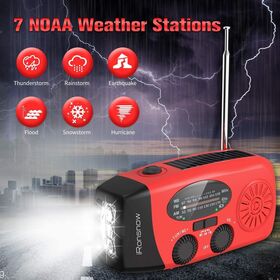 Emergency Weather Radio, 4000mAh NOAA Weather Alert Radio Solar Charging, Hand Crank & USB Charged, AM/FM with LED Flashlight Read