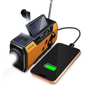 Hand Crank Emergency Radio 7400mWh (2000mAh) Solar Hand Crank Radio Built in 3 Charging Cables AM/FM/NOAA Weather Radio Battery