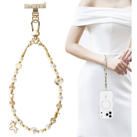 Memumi Crystal Phone Wrist Strap, Glass Pearl Hand wristlet Strap for Women Anti-Theft Secure Lanyard for Smartphones-Light Dash