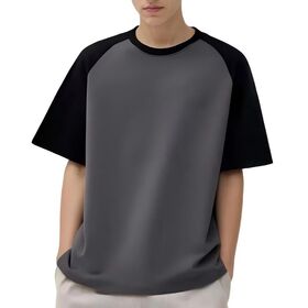 Camiseta Raglán para Hombre con Logo Personalizado y Diseño a Medida - Camiseta de Béisbol de Manga Corta en Contraste Blanco y Negro, Oversize