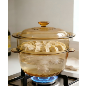 Heat Resistant Glass-Ceramic Double Boiler, Visible Cookware For Open Flame Cooking