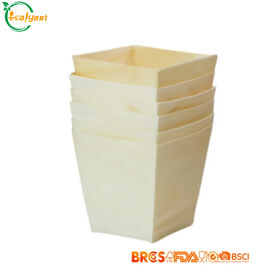 Tasse Carrée Jetable en Bois 55mm, Emballage Personnalisé, Qualité Alimentaire, pour Toutes Sortes de Sauces