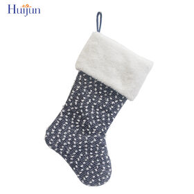 Customized Blue Polka DOT Christmas Stocking Fleece Xmas Sock for Holiday Party Decoration