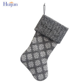 Gray Snowflakes Christmas Stocking Soft Fuzzy Cozy Fleece Socks Christmas Hanging Decorations