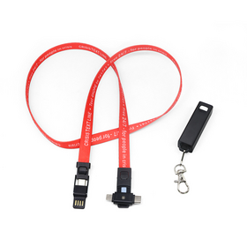 Hot Selling 4-in-1 Multi Fast Charging Cable Polyester Lanyard Custom Logo Neck Strap Cable Lanyard Charging Cable
