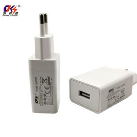 Carregador USB Rápido 5V 2A com Plugue US/EU, Adaptador AC/DC para Celular, Cor Branca, Adaptador USB 5V2A