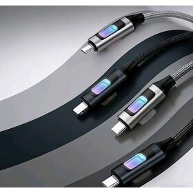 Cable Trenzado de Carga Rápida de 100W con Luz LED Gradiente de Color Tipo C Dual - Cordón de Nailon Reforzado de Calidad Premium