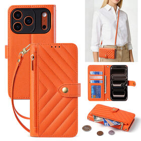 For iphone17 pro crossbody lanyard lady wallet case folio case s26 real leather case s26 ultra card book case flip case