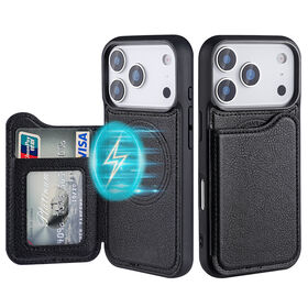 Fabrikpreis für iPhone 17 Pro Max MagSafe Karten Leder Rückseite 17 Pro Flip Cover Folio Hülle Magnetverschluss mit Ständer