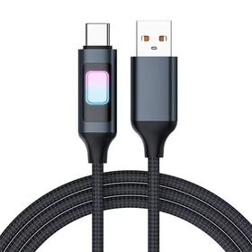 Cable Trenzado Dual Tipo-C de Carga Rápida de 100W con Luz LED de Respiración Gradiente de Color