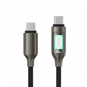 Cable Trenzado de 100W con Doble Tipo C, Carga Rápida y LED Respiratorio de Gradiente de Color, Construcción Premium