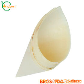 185 mm Disposable Wooden Cone Customized Packing for all kinds of fruits cake and sauce
