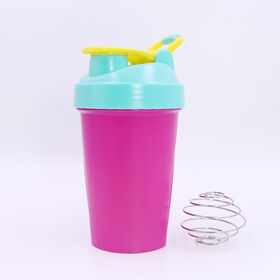 Bouteille d'eau shaker de gym 400 ml avec poignée et boule mélangeuse en métal pour le sport