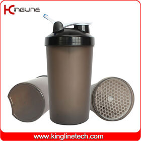 Bouteille d'eau de sport 700 ml, bouteille shaker de protéines avec couvercle de tamis en plastique pour le fitness