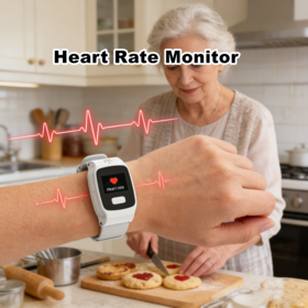 Montre Intelligente Exclusive Brevetée pour les Soins de Santé avec SOS à Touche Unique, Facile à Utiliser et Surveillance à Distance du Rythme Cardiaque pour les Personnes Âgées