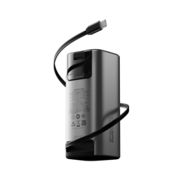 Power Bank 130W 20000mAh dengan Kabel Retractable PD100W, Layar TFT & Stand Tersembunyi