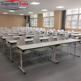 Stackable Durable PP Plastic Seat Training Chair with Integrated Tablet Arm & Metal Frame for Office & Conference Use