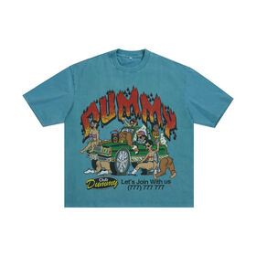 T-shirt Oversize pour Homme, T-shirt Lourd en Coton Lavage Acide, T-shirt Vintage Coupe Boxy avec Graphique Personnalisé