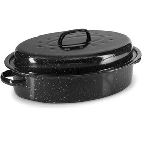 15inch High Quality Enamelware Black Turkey Pot Set, Factory New Mould Tray Enamel Plate with Cover