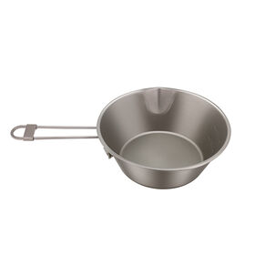 Titanium Bowl with Foldable Handle Ultralight Compact Portable Flatware Tableware for Outdoor Camping Backpacking Hiking 500ml