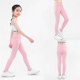 OEM ODM Active Wear Fitness Leggings für Mädchen, einfarbige Kinder-Freizeithosen, hohe Taille, für 4-13 Jahre