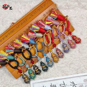 Cultural Heritage Gourd Pendant Color Lacquer Handle Jewelry Handicrafts Craft Hand Twist Gourd Hanging Pendant Tassel keychain